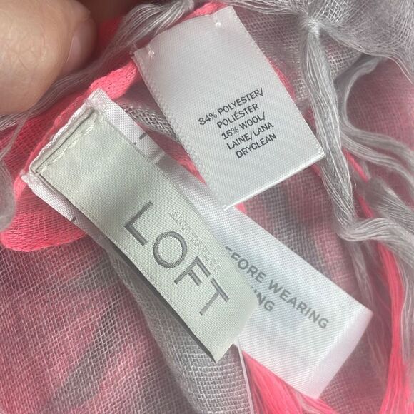 Ann Taylor LOFT Sheer Wool Blend Fringe Trim Scarf NEW $39.50 - Picture 7 of 8